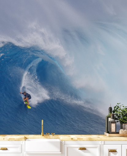 Surfer auf großer Welle Wallpaper