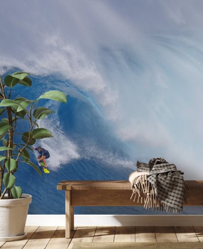 Surfer on Big Wave Wallpaper