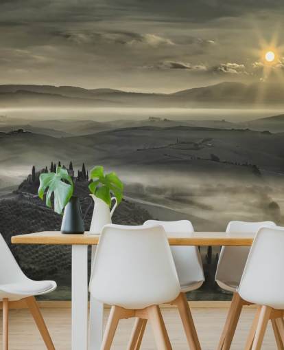 Carta da parati nebbiosa campagna italiana Carta da parati nebbiosa campagna italiana