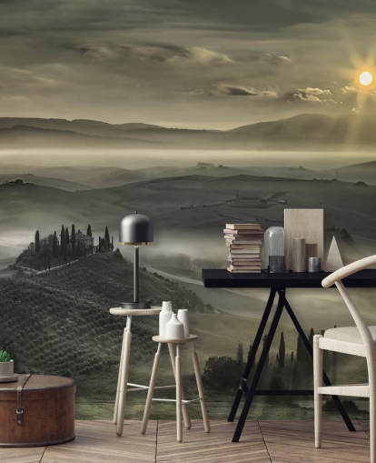 Misty italiensk landskab tapet