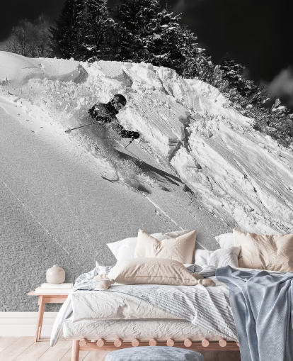 Skier Down Slope Wallpaper