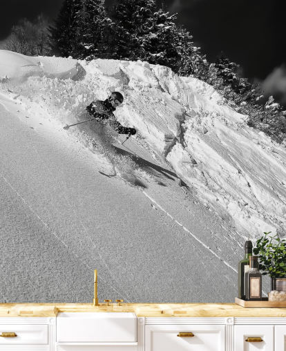 Skier Down Slope Wallpaper