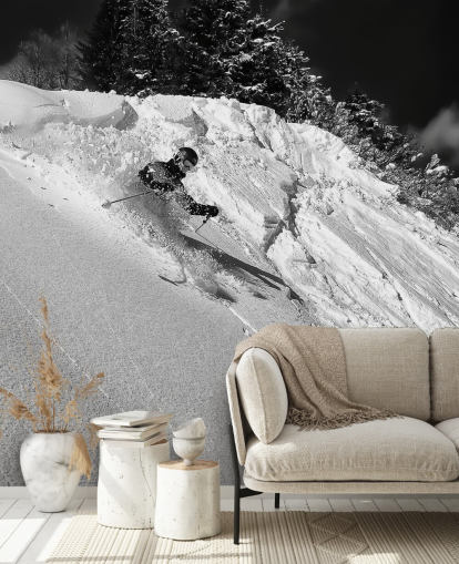 Skier Down Slope Wallpaper