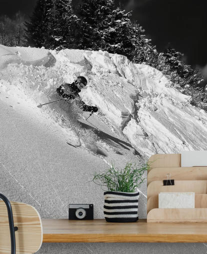 Skier Down Slope Wallpaper