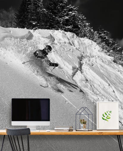 Skiër Down Slope Behang