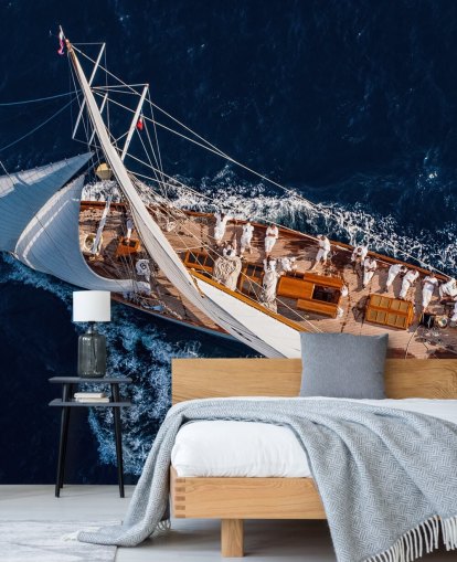 Aerial View of Yacht Wallpaper