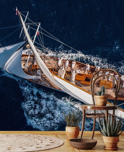 Aerial View of Yacht Wallpaper