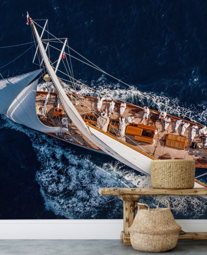 Aerial View of Yacht Wallpaper