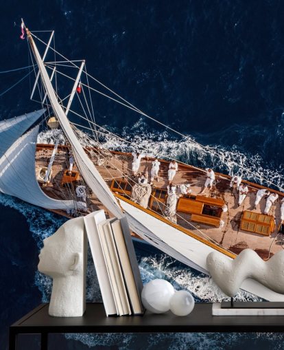 Aerial View of Yacht Wallpaper