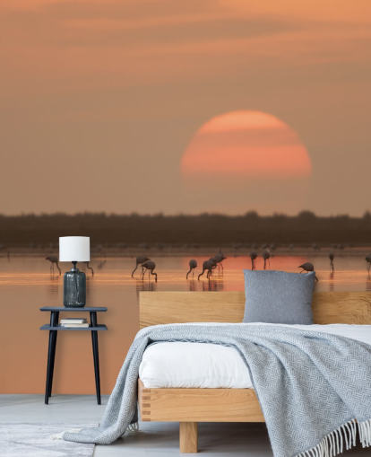 Flamingos por Sunrise Wall Mural