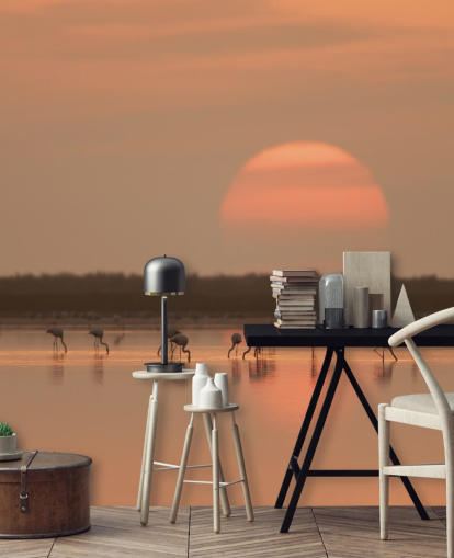 Flamingoer av Sunrise Veggmaleri Flamingoer av Sunrise Veggmaleri