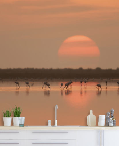 Decorazione murale con fenicotteri di Sunrise