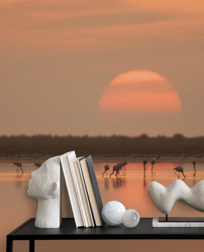 Flamingos by Sunrise Wall Mural Flamingos by Sunrise Wall Mural