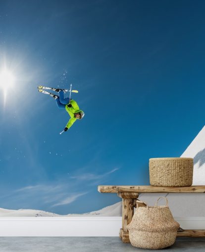 Skidåkare flygande väggmålning Skidåkare flygande väggmålning