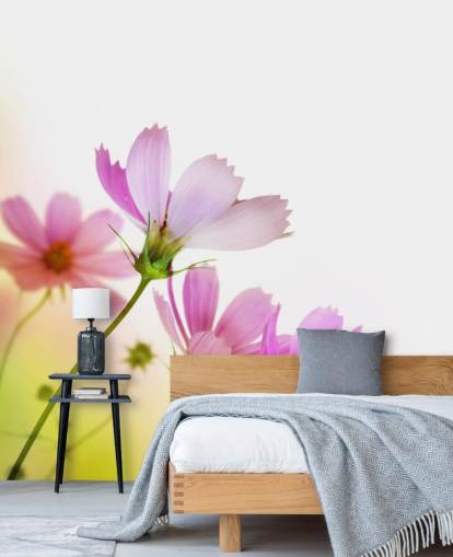 Pink Field Flowers Wall Mural