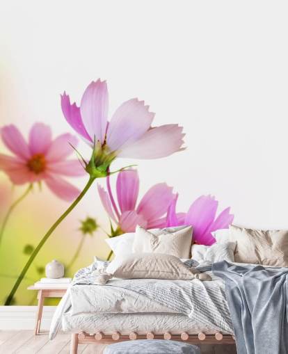 Decorazione murale con fiori di campo rosa Decorazione murale con fiori di campo rosa