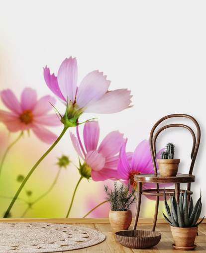 Decorazione murale con fiori di campo rosa Decorazione murale con fiori di campo rosa