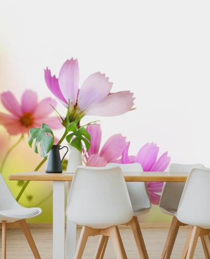 Pink Field Flowers Wall Mural