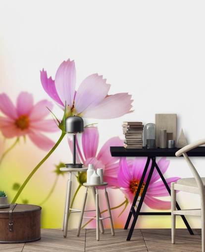 Pink Field Flowers Wall Mural