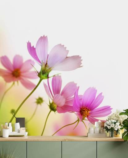 Pink Field Flowers Wall Mural
