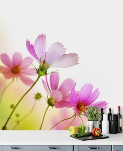 Pink Field Flowers Wall Mural