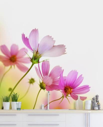 Pink Field Flowers Wall Mural
