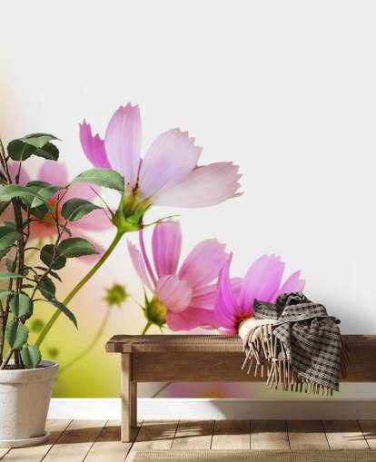 Pink Field Flowers Wall Mural