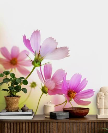 Pink Field Flowers Wall Mural