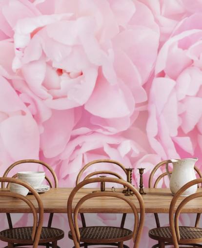 roze pioenen close-up behang