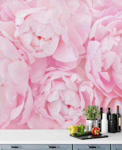 roze pioenen close-up behang