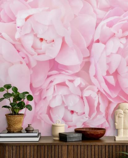 roze pioenen close-up behang