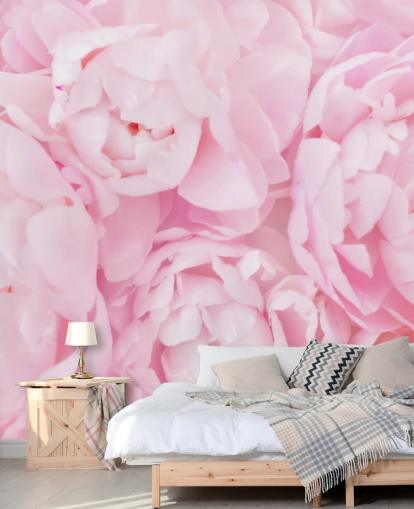 roze pioenen close-up behang