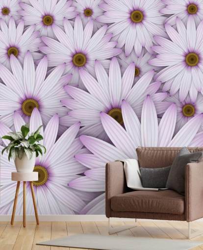 Papel Pintado Margaritas Moradas