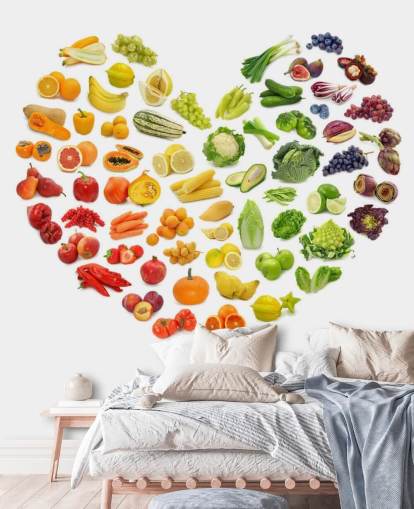 Mural de pared Corazón arcoíris de frutas Mural de pared Corazón arcoíris de frutas