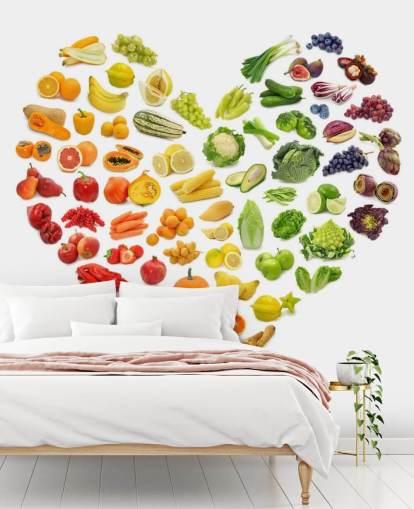 Rainbow Grønnsaker & Frukt Hjerte Veggmaleri Rainbow Grønnsaker & Frukt Hjerte Veggmaleri