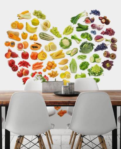 Mural de pared Corazón arcoíris de frutas
