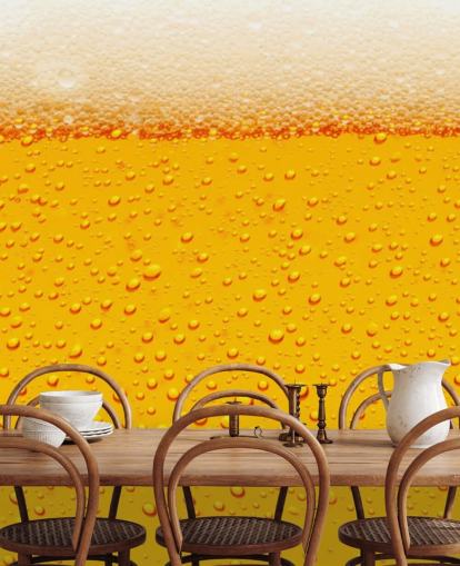 Mural de pared Vaso de cerveza cerca de espuma y burbujas Mural de pared Vaso de cerveza cerca de espuma y burbujas