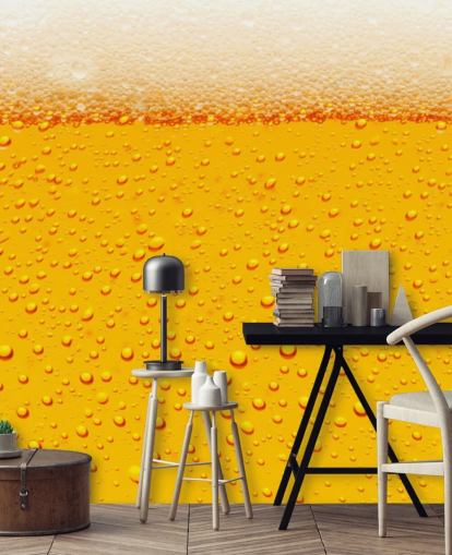 Bierglas Nahaufnahme von Schaum und Blasen Wandgemälde