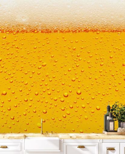 Ölglas närbild av skumma och bubblor väggmålning Ölglas närbild av skumma och bubblor väggmålning