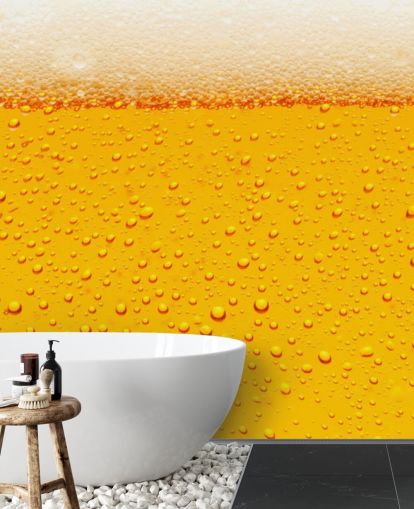 Ölglas närbild av skumma och bubblor väggmålning