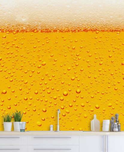 Bierglas Nahaufnahme von Schaum und Blasen Wandgemälde