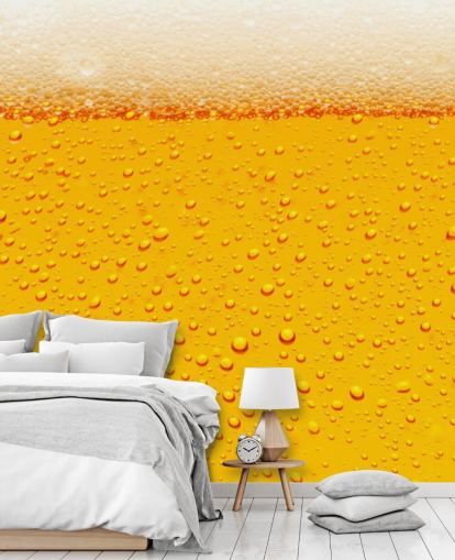 Ölglas närbild av skumma och bubblor väggmålning