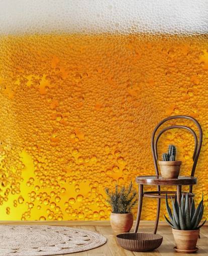 Papel pintado Cerveza burbujeante con espuma