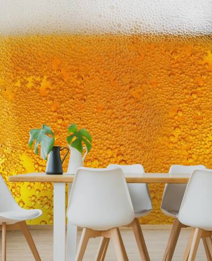Papel pintado Cerveza burbujeante con espuma Papel pintado Cerveza burbujeante con espuma