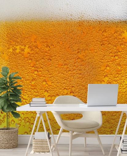 Papel pintado Cerveza burbujeante con espuma Papel pintado Cerveza burbujeante con espuma