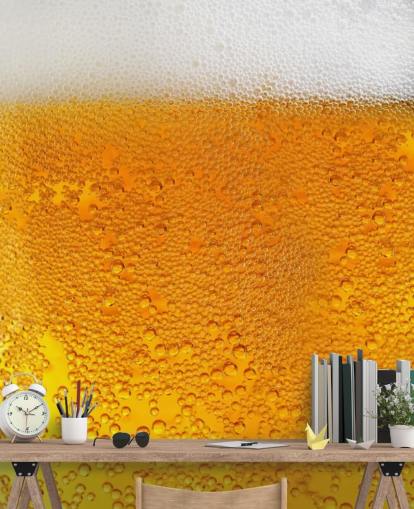 Papel pintado Cerveza burbujeante con espuma