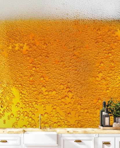 Papel pintado Cerveza burbujeante con espuma