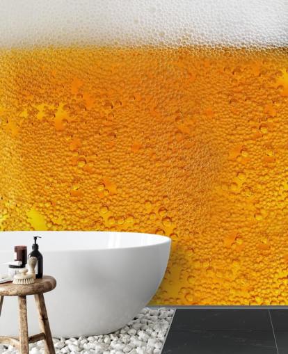 Papel de Parede de Cerveja Borbulhante com Espuma Papel de Parede de Cerveja Borbulhante com Espuma