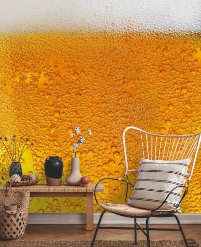 Papel pintado Cerveza burbujeante con espuma