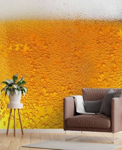 Papel pintado Cerveza burbujeante con espuma